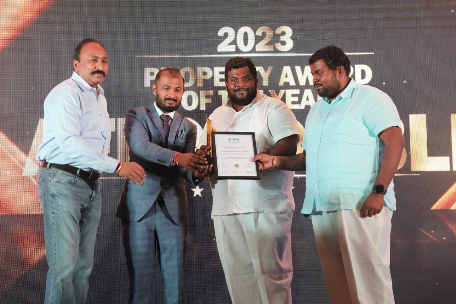 RRL Group of Companies founders awarded the trophy and certificate on the Global Real Estate Brand award, 2023 ceremony, in Affordability Property category.